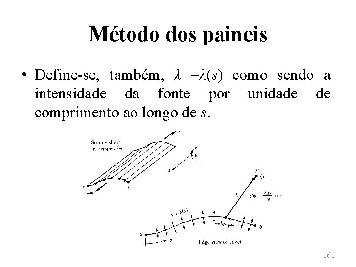 Método dos paineis • Define-se, também, λ =λ(s) como sendo a intensidade da fonte