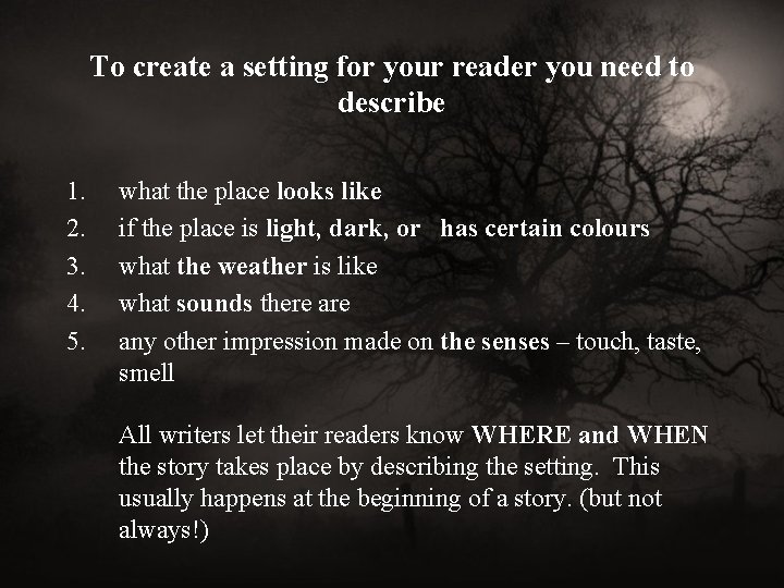 To create a setting for your reader you need to describe 1. 2. 3.