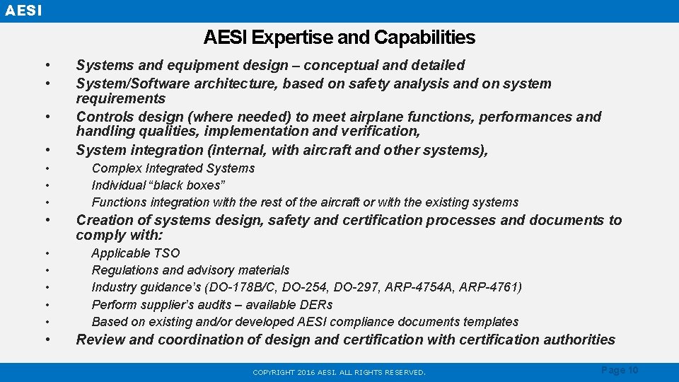AESI Expertise and Capabilities • • • • Systems and equipment design – conceptual