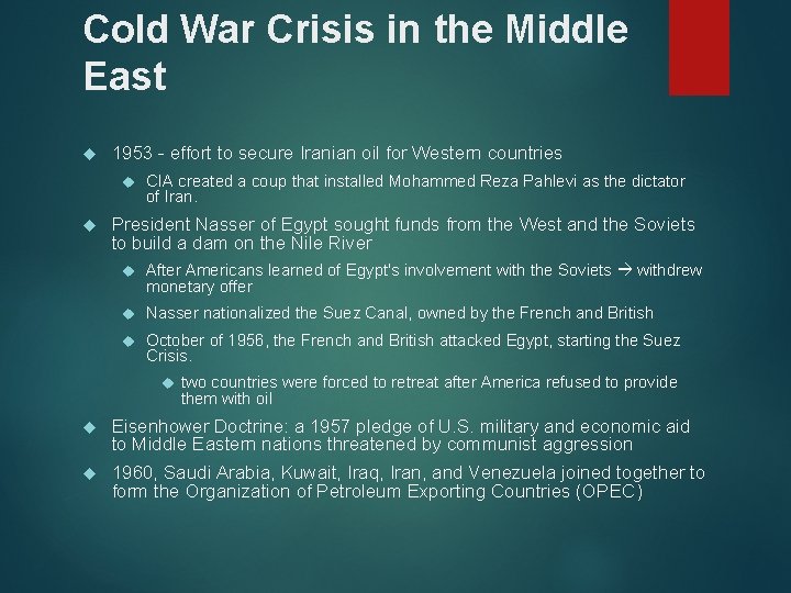 Cold War Crisis in the Middle East 1953 - effort to secure Iranian oil