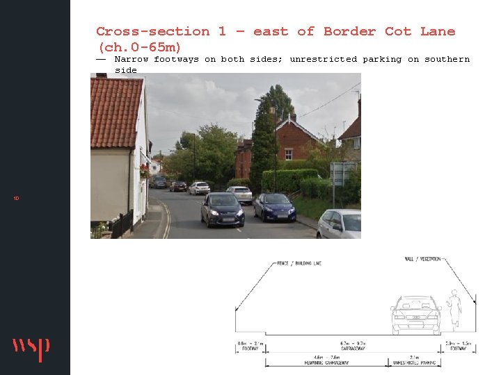 Cross-section 1 – east of Border Cot Lane (ch. 0 -65 m) — Narrow