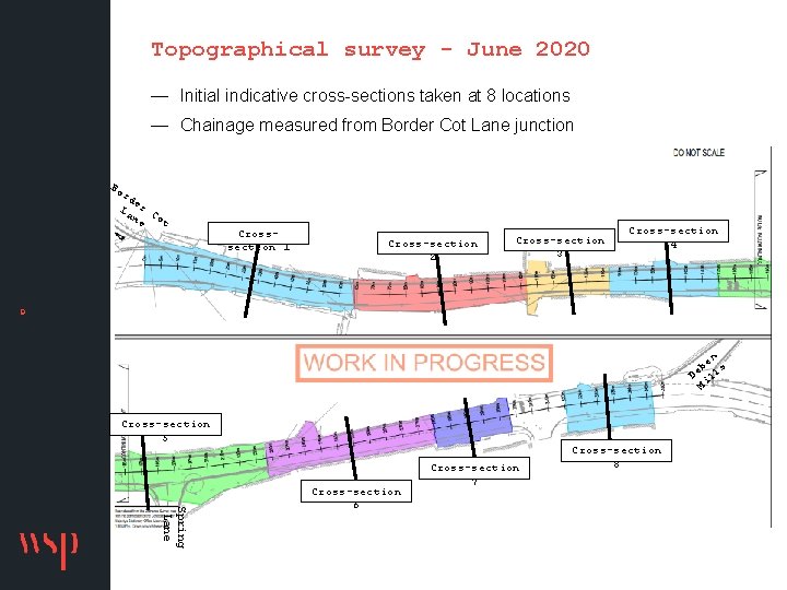Topographical survey - June 2020 — Initial indicative cross-sections taken at 8 locations —