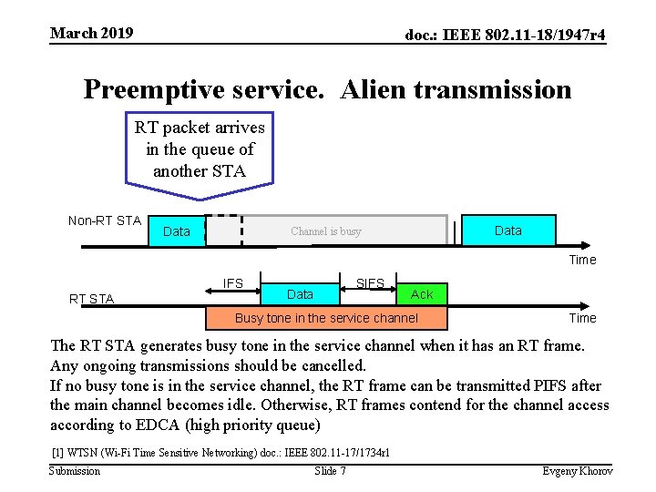 March 2019 doc. : IEEE 802. 11 -18/1947 r 4 Preemptive service. Alien transmission