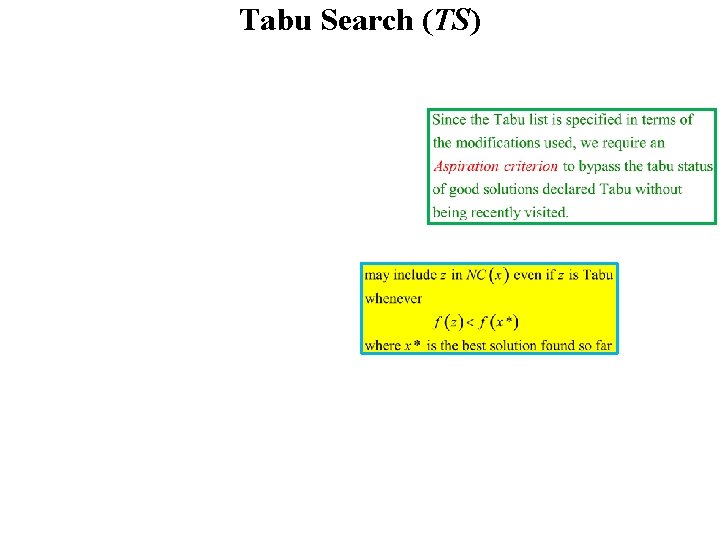 Tabu Search (TS) 