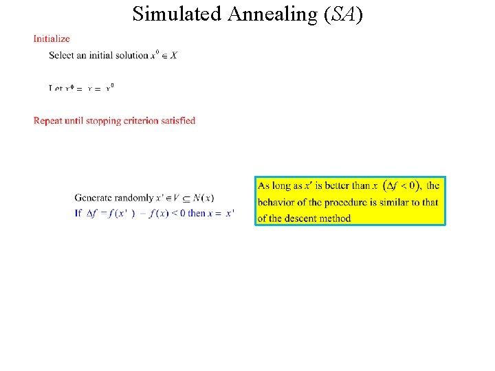 Simulated Annealing (SA) 