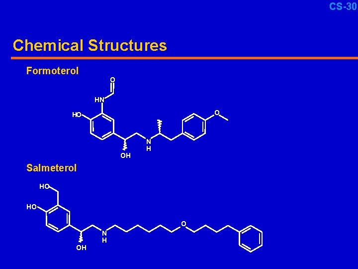 CS-30 Chemical Structures Formoterol O HN O HO OH N H Salmeterol HO HO