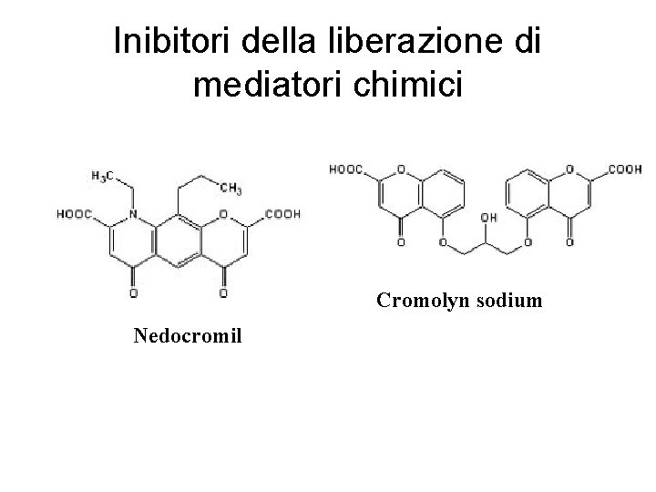 Inibitori della liberazione di mediatori chimici Cromolyn sodium Nedocromil 