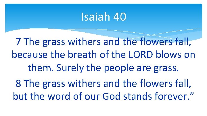 Isaiah 40 7 The grass withers and the flowers fall, because the breath of