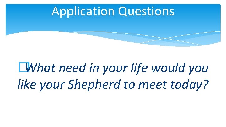 Application Questions �What need in your life would you like your Shepherd to meet