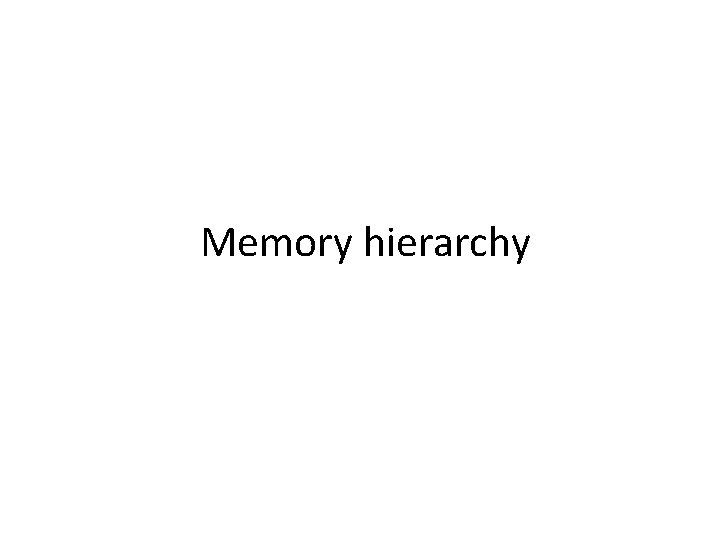 Memory hierarchy 