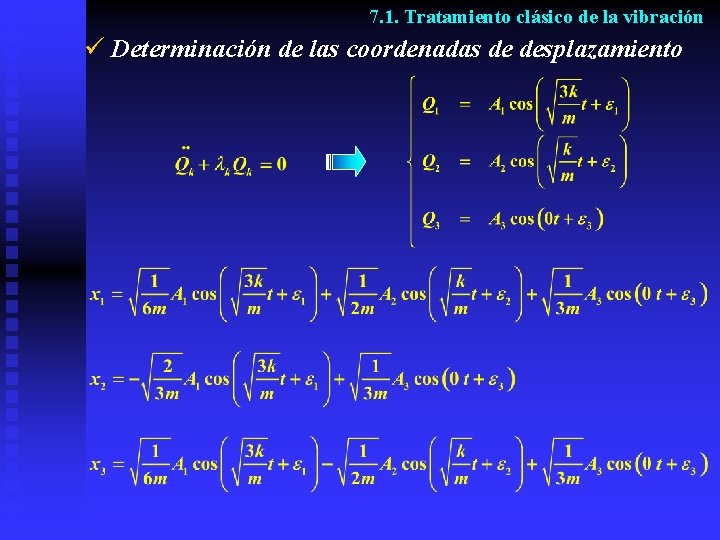 7. 1. Tratamiento clásico de la vibración ü Determinación de las coordenadas de desplazamiento