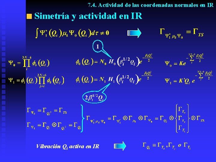 7. 4. Actividad de las coordenadas normales en IR Simetría y actividad en IR