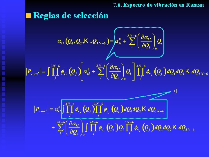 7. 6. Espectro de vibración en Raman Reglas de selección 0 