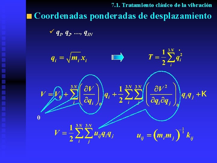 7. 1. Tratamiento clásico de la vibración Coordenadas ponderadas de desplazamiento ü q 1,