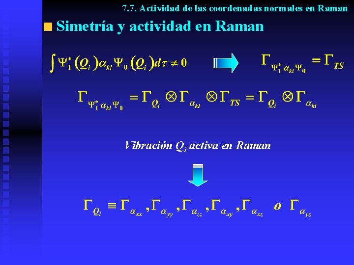 7. 7. Actividad de las coordenadas normales en Raman Simetría y actividad en Raman