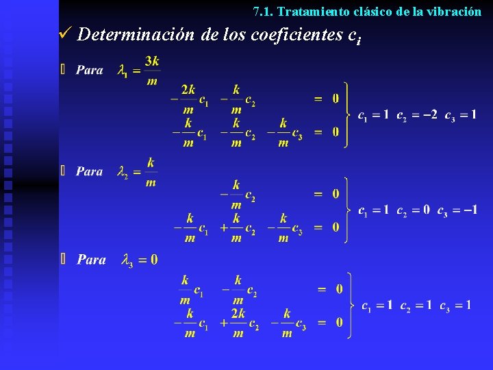 7. 1. Tratamiento clásico de la vibración ü Determinación de los coeficientes ci 