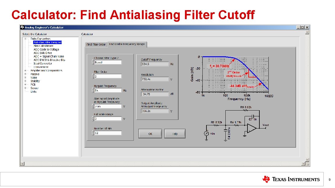 Calculator: Find Antialiasing Filter Cutoff 9 