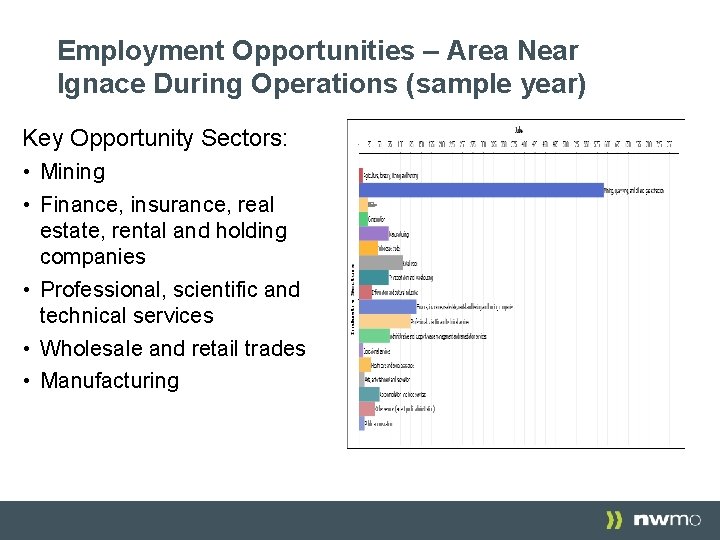 Employment Opportunities – Area Near Ignace During Operations (sample year) Key Opportunity Sectors: • Employment Opportunities – Area Near Ignace During Operations (sample year) Key Opportunity Sectors: •