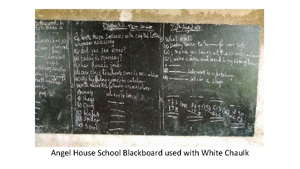 Angel House School Blackboard used with White Chaulk 