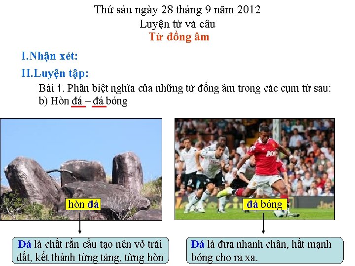 Thứ sáu ngày 28 tháng 9 năm 2012 Luyện từ và câu Từ đồng