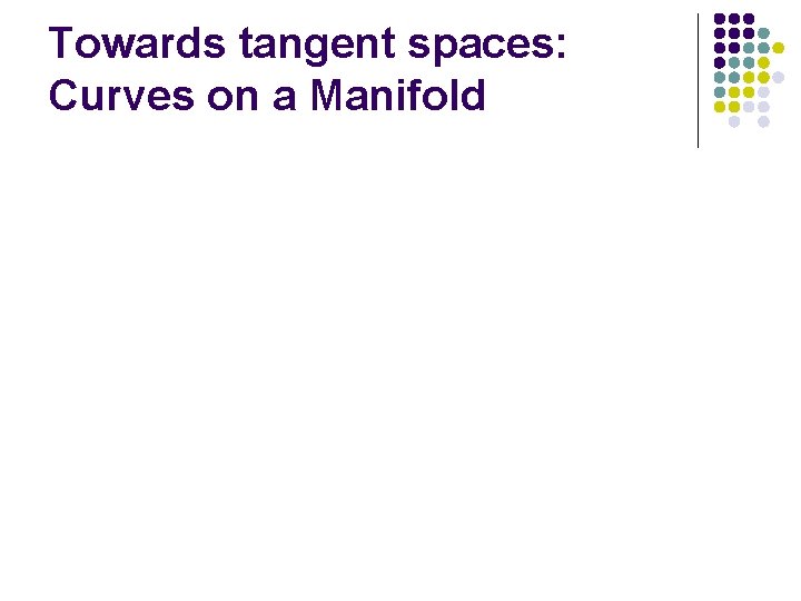 Towards tangent spaces: Curves on a Manifold 