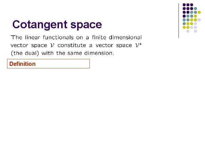 Cotangent space Definition 