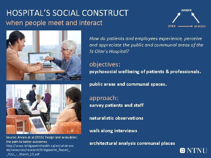 HOSPITAL’S SOCIAL CONSTRUCT when people meet and interact people place process How do patients HOSPITAL’S SOCIAL CONSTRUCT when people meet and interact people place process How do patients