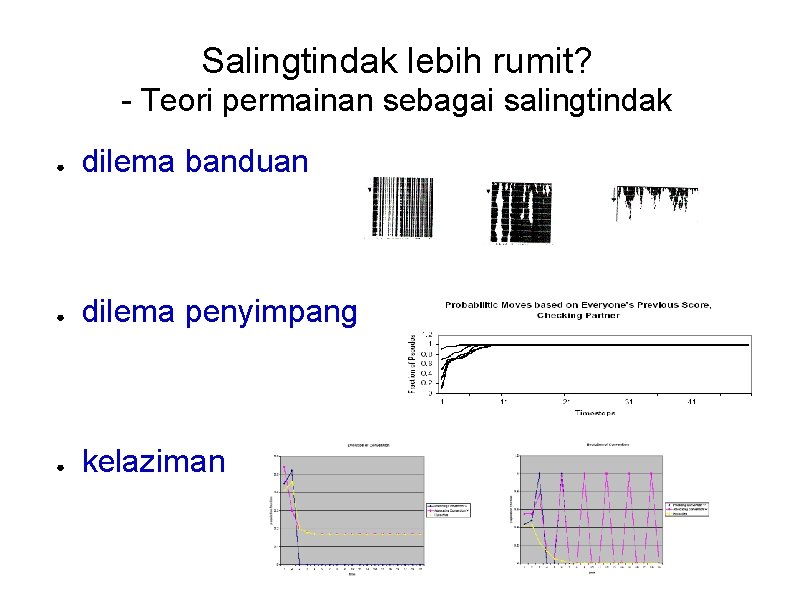 Salingtindak lebih rumit? - Teori permainan sebagai salingtindak ● dilema banduan ● dilema penyimpang