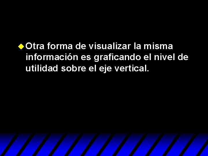 u Otra forma de visualizar la misma información es graficando el nivel de utilidad u Otra forma de visualizar la misma información es graficando el nivel de utilidad