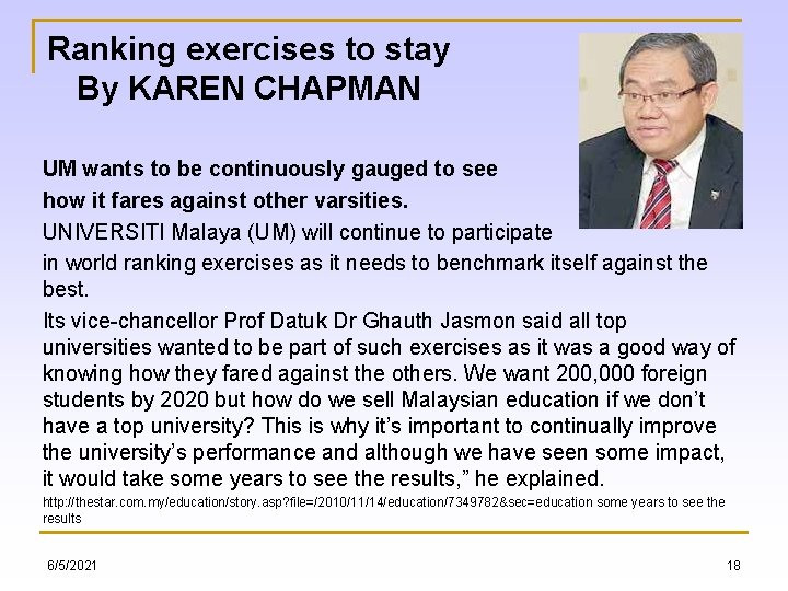 Ranking exercises to stay By KAREN CHAPMAN UM wants to be continuously gauged to