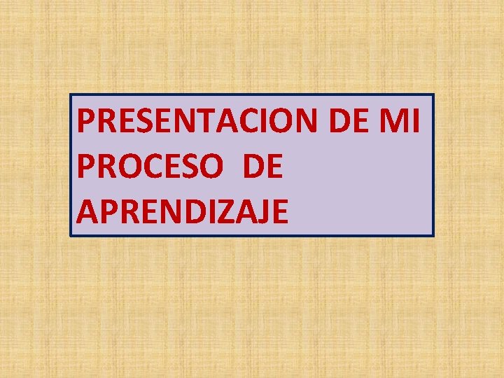 PRESENTACION DE MI PROCESO DE APRENDIZAJE 