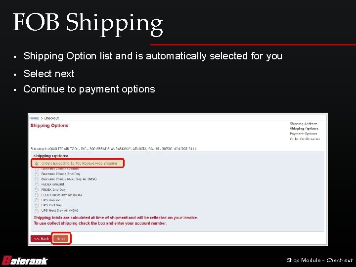 FOB Shipping § § § Shipping Option list and is automatically selected for you