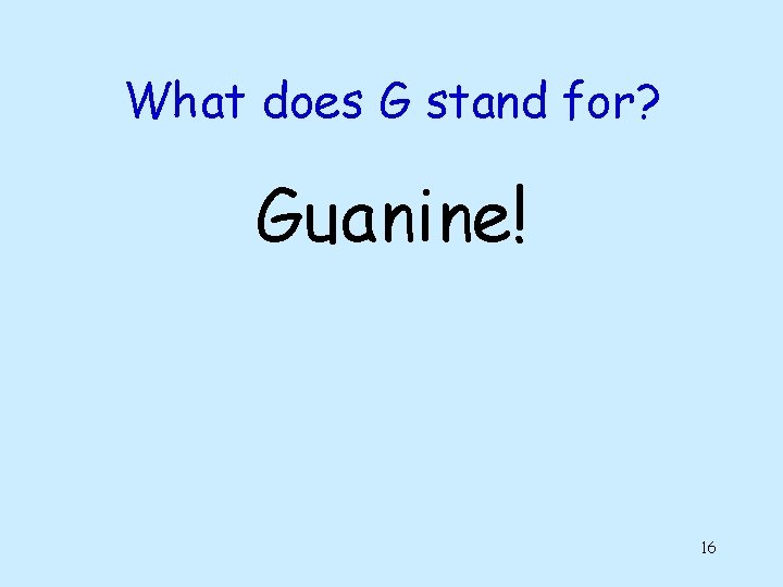 What does G stand for? Guanine! 16 What does G stand for? Guanine! 16