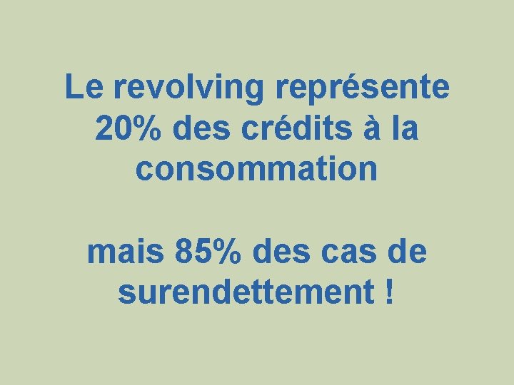 Le revolving représente 20% des crédits à la consommation mais 85% des cas de