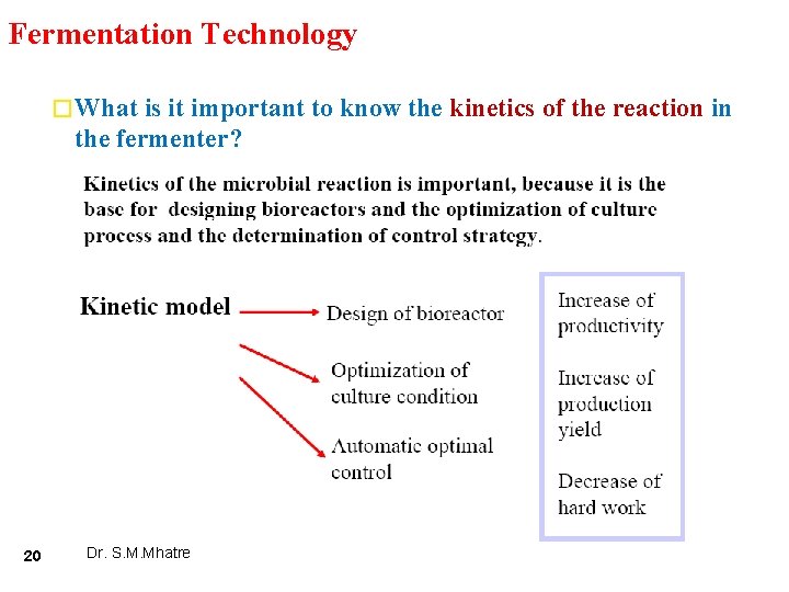 Fermentation Technology � What is it important to know the kinetics of the reaction