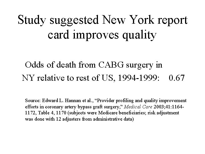 Study suggested New York report card improves quality Odds of death from CABG surgery