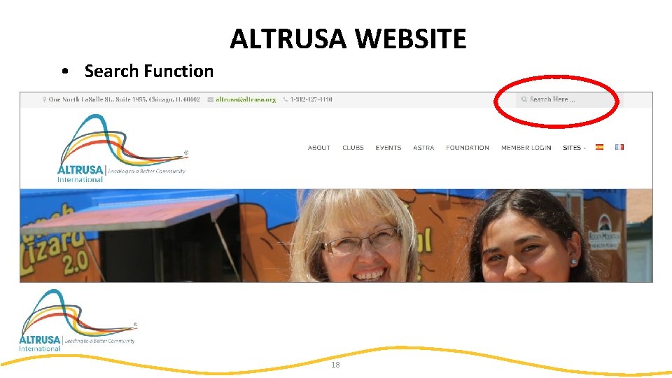 ALTRUSA WEBSITE • Search Function 18 