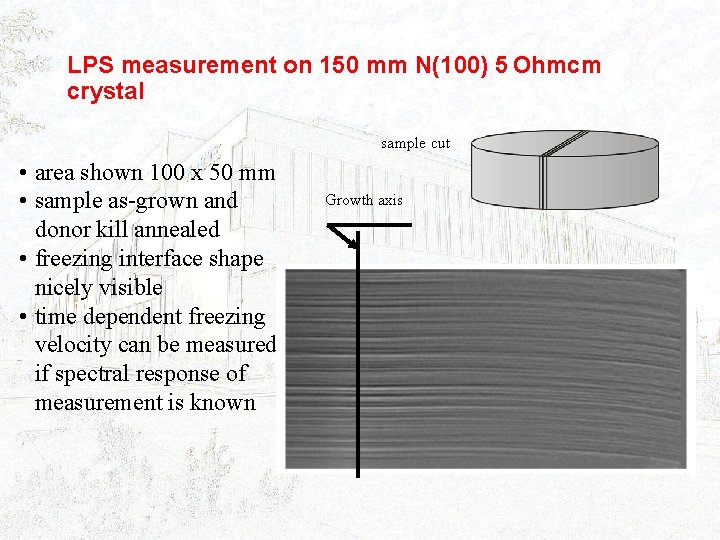 LPS measurement on 150 mm N(100) 5 Ohmcm crystal sample cut • area shown