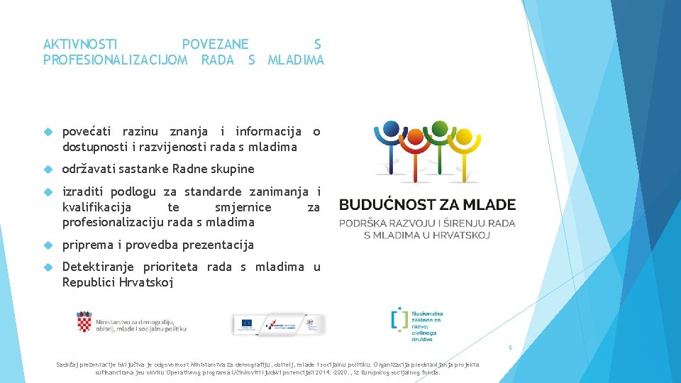 AKTIVNOSTI POVEZANE S PROFESIONALIZACIJOM RADA S MLADIMA povećati razinu znanja i informacija o dostupnosti