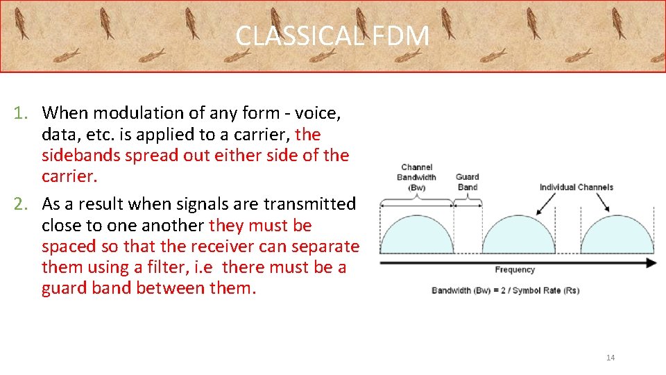 CLASSICAL FDM 1. When modulation of any form - voice, data, etc. is applied
