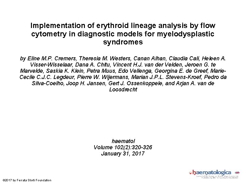 Implementation of erythroid lineage analysis by flow cytometry in diagnostic models for myelodysplastic syndromes