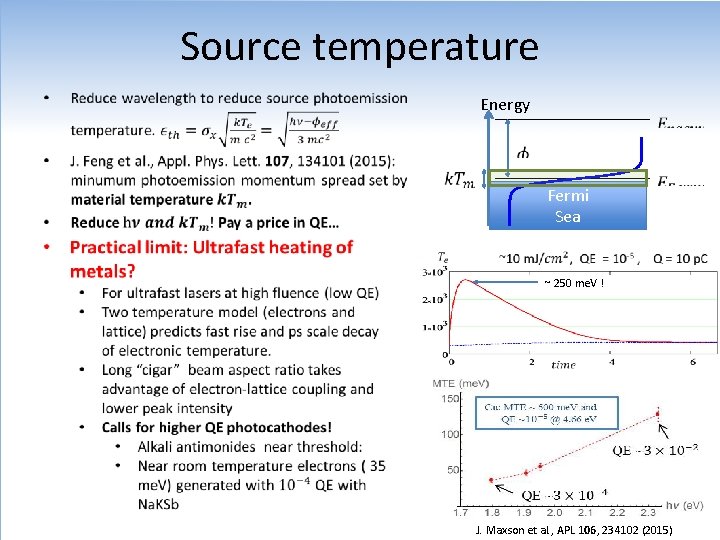 Source temperature • Energy Fermi Sea ~ 250 me. V ! J. Maxson et