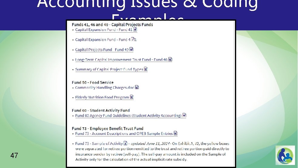 Accounting Issues & Coding Examples a 47 