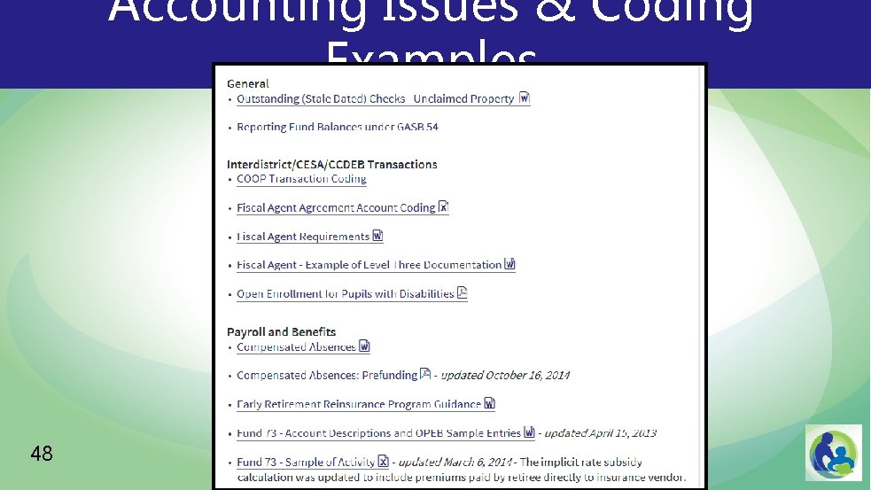 Accounting Issues & Coding Examples a 48 