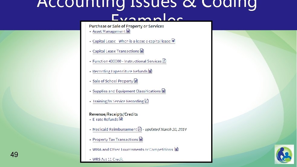 Accounting Issues & Coding Examples a 49 