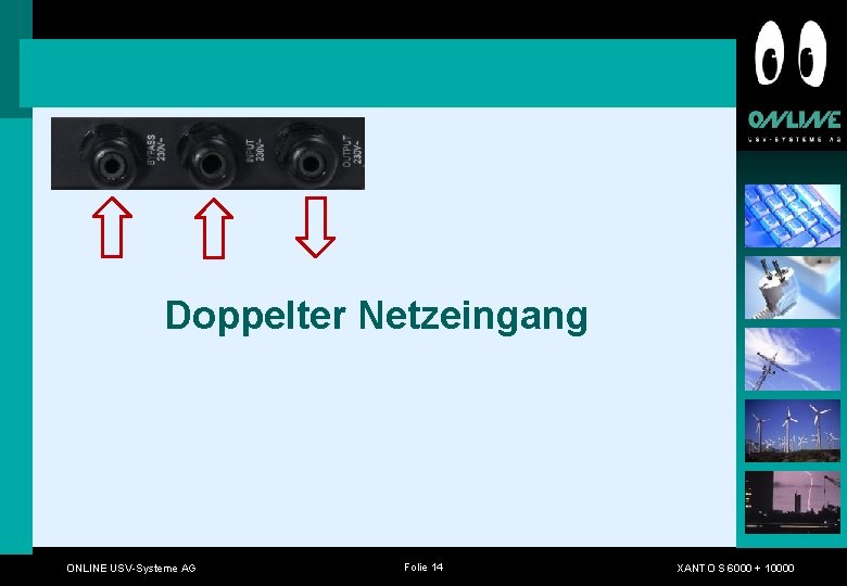 Doppelter Netzeingang ONLINE USV-Systeme AG Folie 14 XANTO S 6000 + 10000 