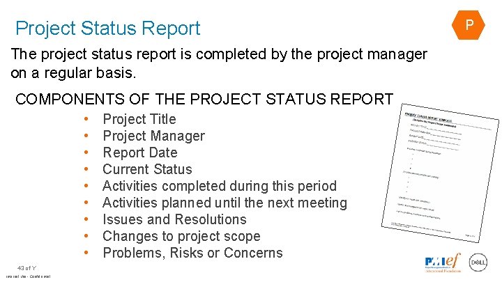 Project Status Report The project status report is completed by the project manager on