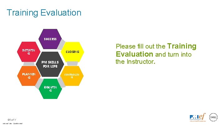 Training Evaluation SUCCESS INITIATIN G CLOSING PM SKILLS FOR LIFE PLANNIN G CONTROLLIN G