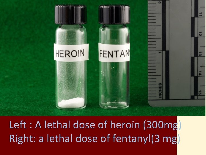 Left : A lethal dose of heroin (300 mg) Right: a lethal dose of
