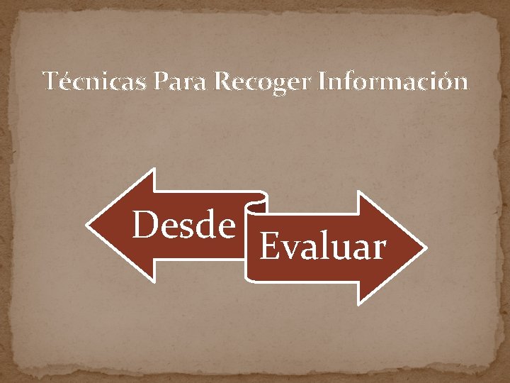 Técnicas Para Recoger Información Desde Evaluar 